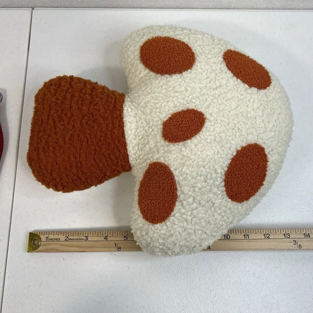 Mushroom Decorative Throw Pillow Harvest Orange‎ & White 13